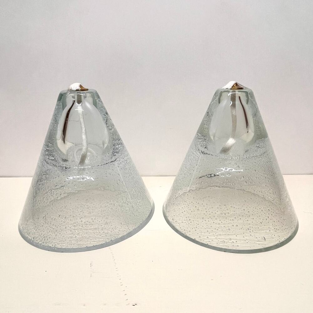 Hand Blown Bubble Glass Oil Lamp Set Made in Poland